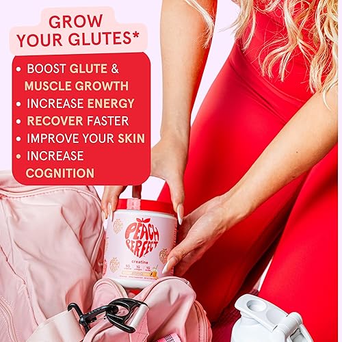Miniatura 10 de Peach Perfect - Creatina para mujer, ganancia de glúteos, constructor muscular, impulso de energía, limonada rosa, ayuda de cognición  colágeno,