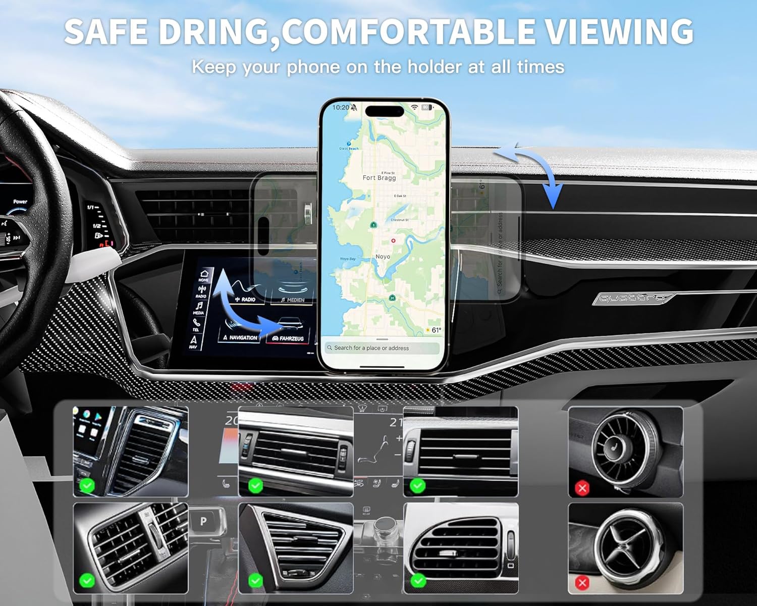 Car Phone Holder,2 Pack Magnetic Car Mount 15W-Qi Fast Wireless Car Charger Dashboard Windshield Vent Cell Phone Holder for Your Car Compatible with iPhone 17 Pro Max/17 Air/16 Pro/15 Plus/14/13/12/11