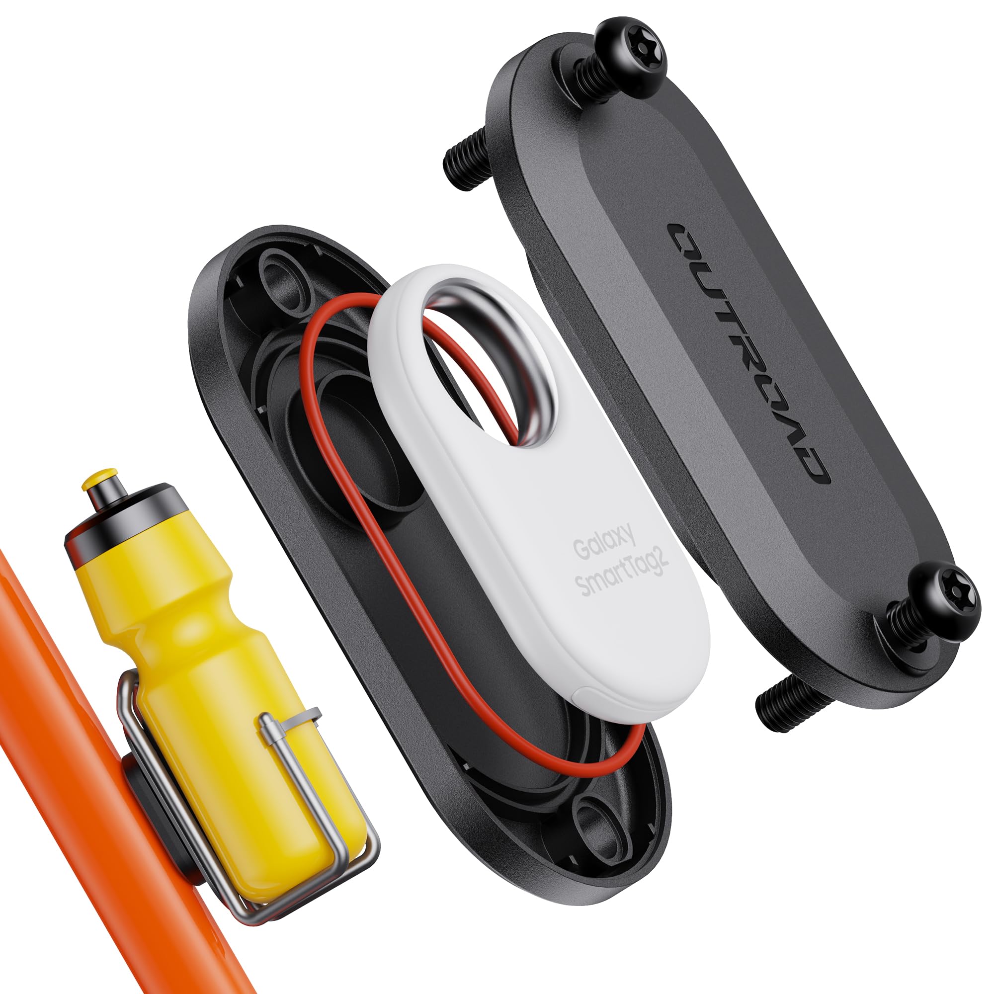 CITYWAY for SmartTag2 Bike Mount, IPX8 Waterproof Bike GPS Tracker Holder for Galaxy Smart tag2, Hidden Under Bottle Cage or Alone, Extended M5 Black Safety Screws with Driver (1 Pack-Black)