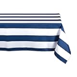 DII Cabana Stripe Outdoor Tabletop Collection, Water Resistant, Tablecloth, 60 x 120, Nautical Blue