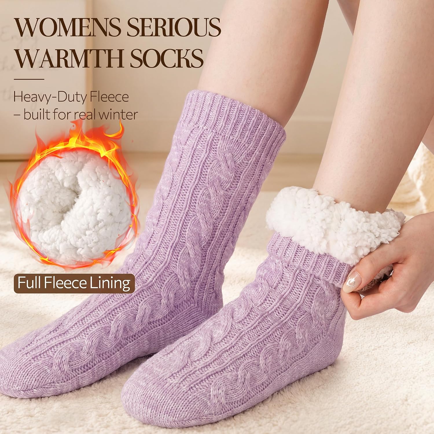 HONGTEYA Slipper Socks for Women Fuzzy Non Slip Winter Warm Xmas Gifts Sock