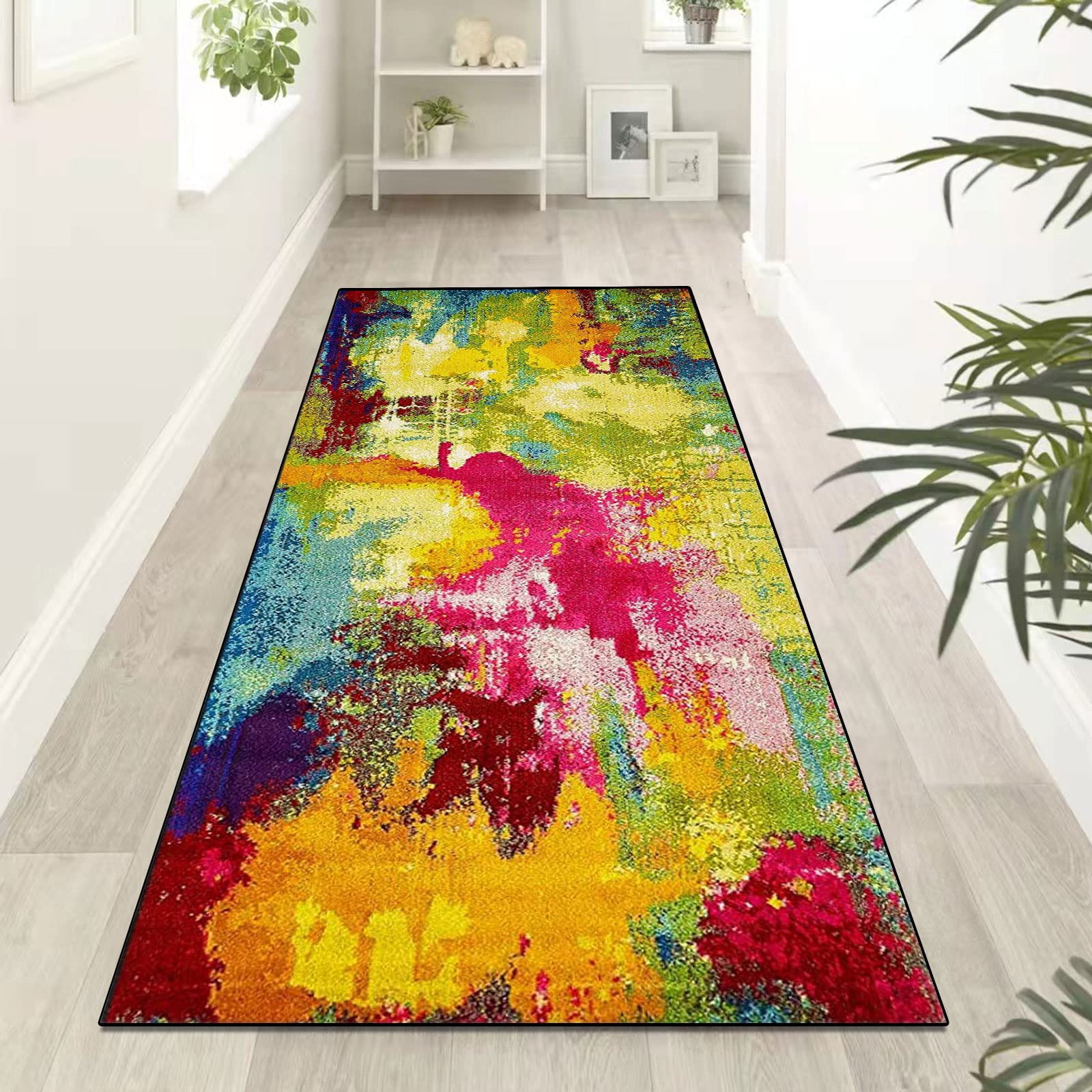 Teppichläufer Modern Küchenläufer Niederflor Flurläufer,Bunter Modern rutschfest Waschbar,für Korridor,Schlafzimmer,Innen Wohnzimmer,Küche - Anpassbar