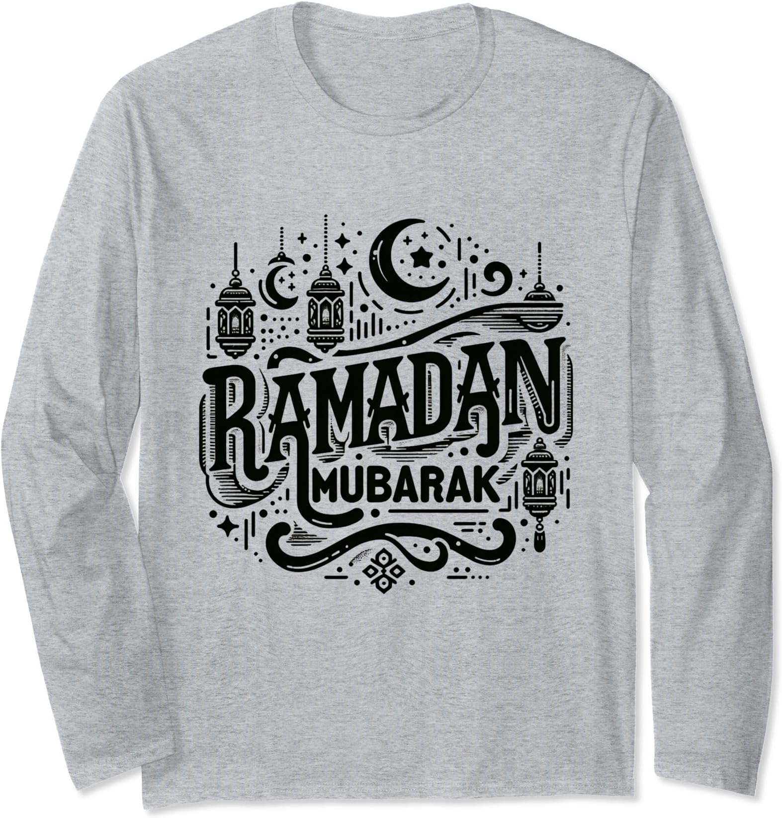 Ramadan Mubarak Decoration Islamic Hadith Dua New Muslim Long Sleeve T-Shirt