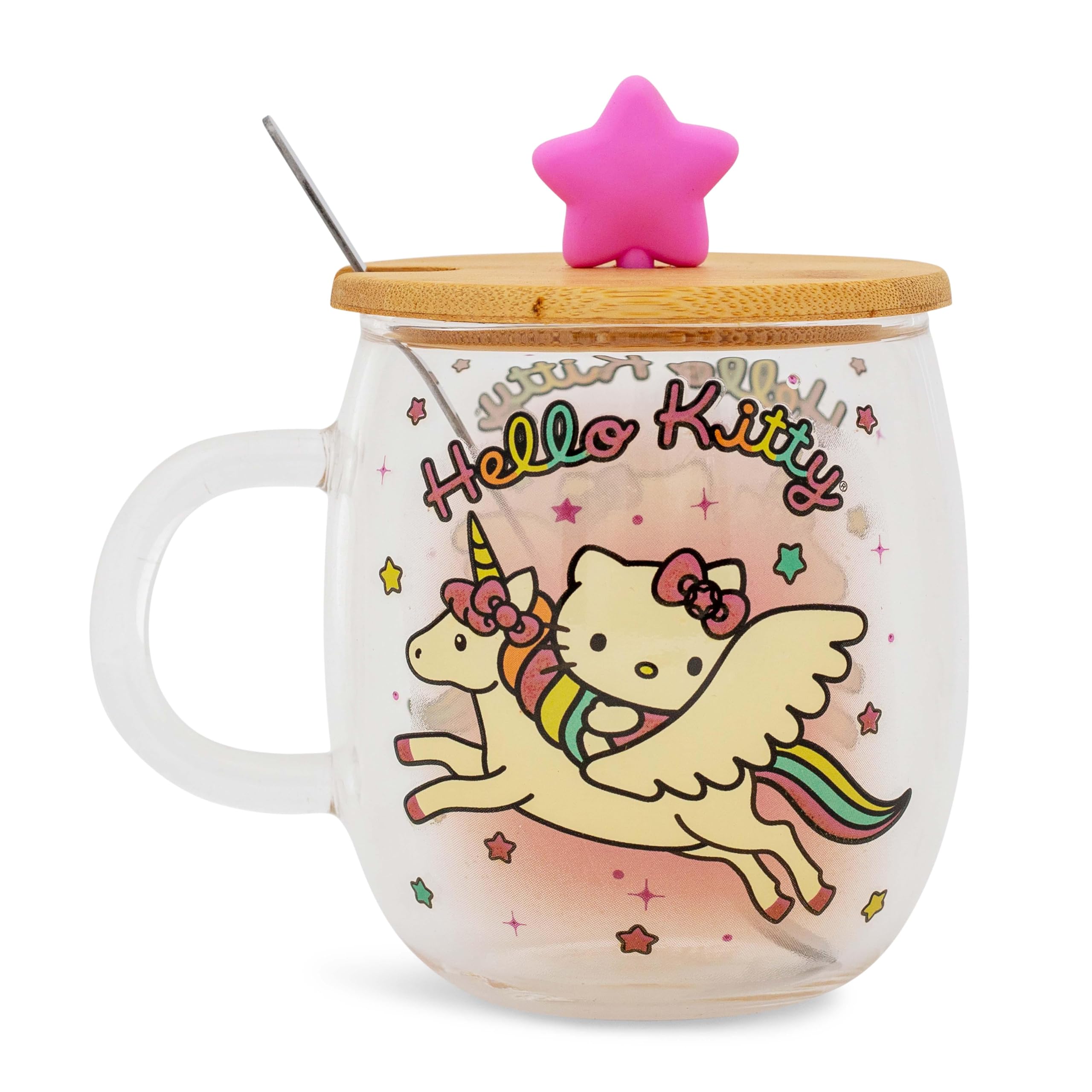 Amazon.com | Silver Buffalo Sanrio Hello Kitty Unicorn Glass Mug