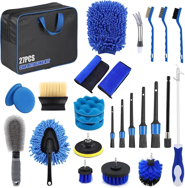 Car Cleaning Kit 27Pcs - Auto Detailing Kit with Bag for Car & Motorcycle