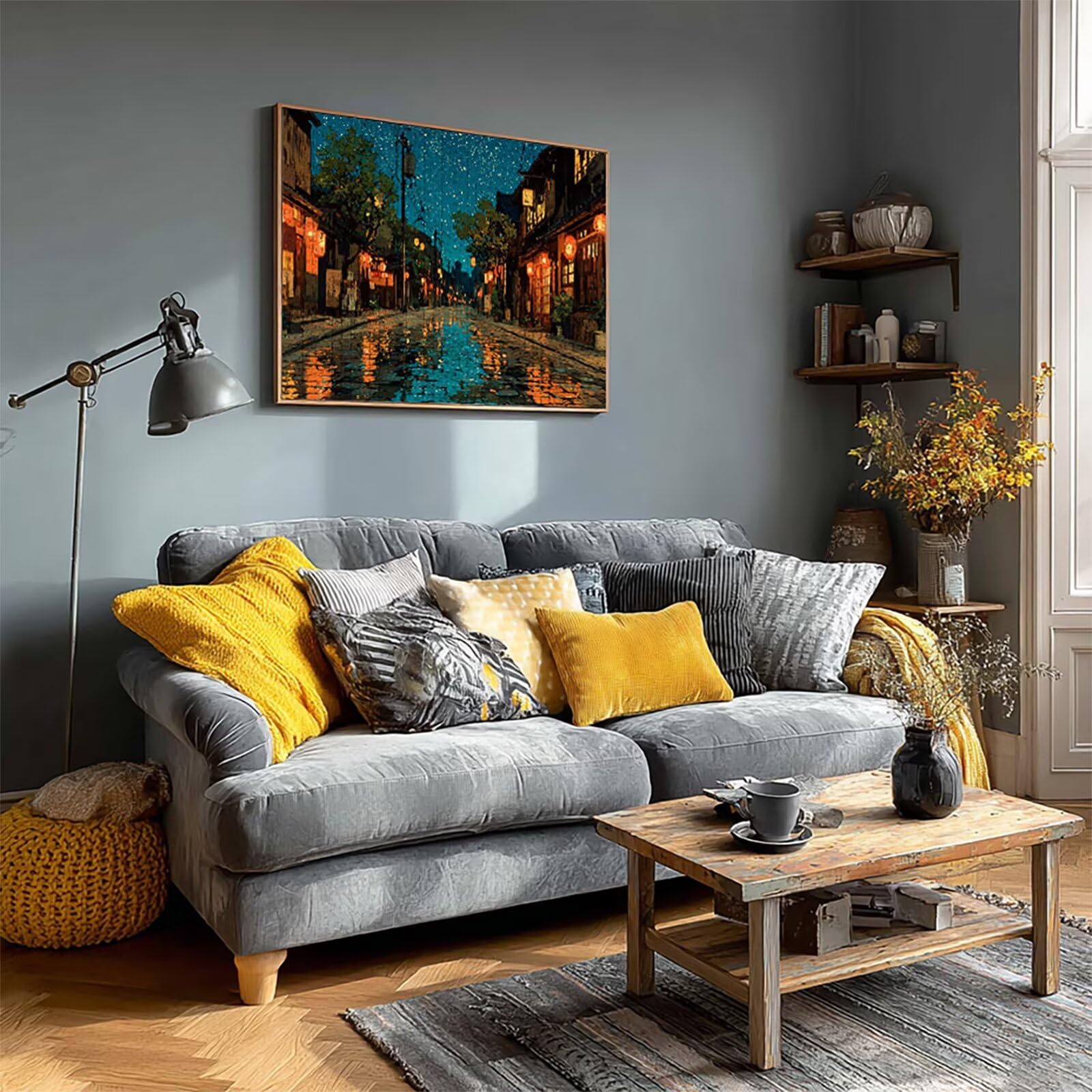 Puzzle drewniane gwiaździste niebo, widok ulicy Puzzle 3000 elementów dorosłych z pudełkiem 122 x 81 cm, rodzinny wypoczynek, gra edukacyjna najwyższej jakości puzzle wyzwanie, letnie prezenty, B-2103