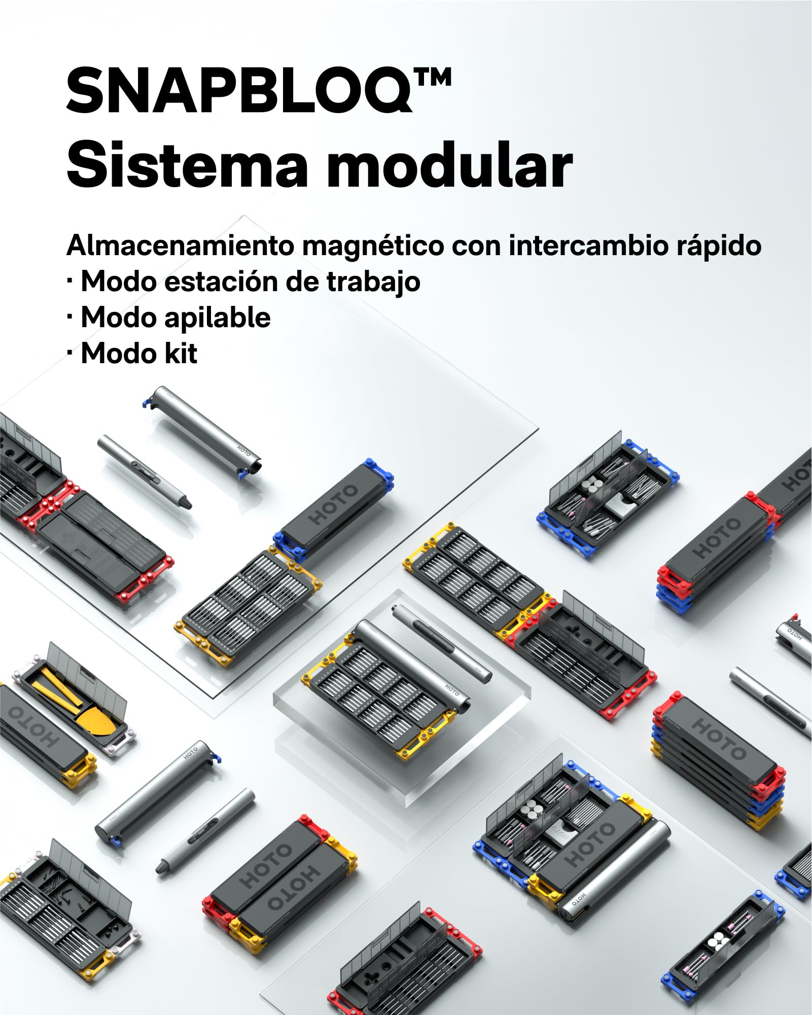 HOTO SNAPBLOQ D-A03 Mini Taladro Eléctrico sin Cable, 3 Velocidades | Luces LED,Kit portátil 20 en 1, ideal para fabricación de joyas, resina, plástico, madera y proyectos DIY