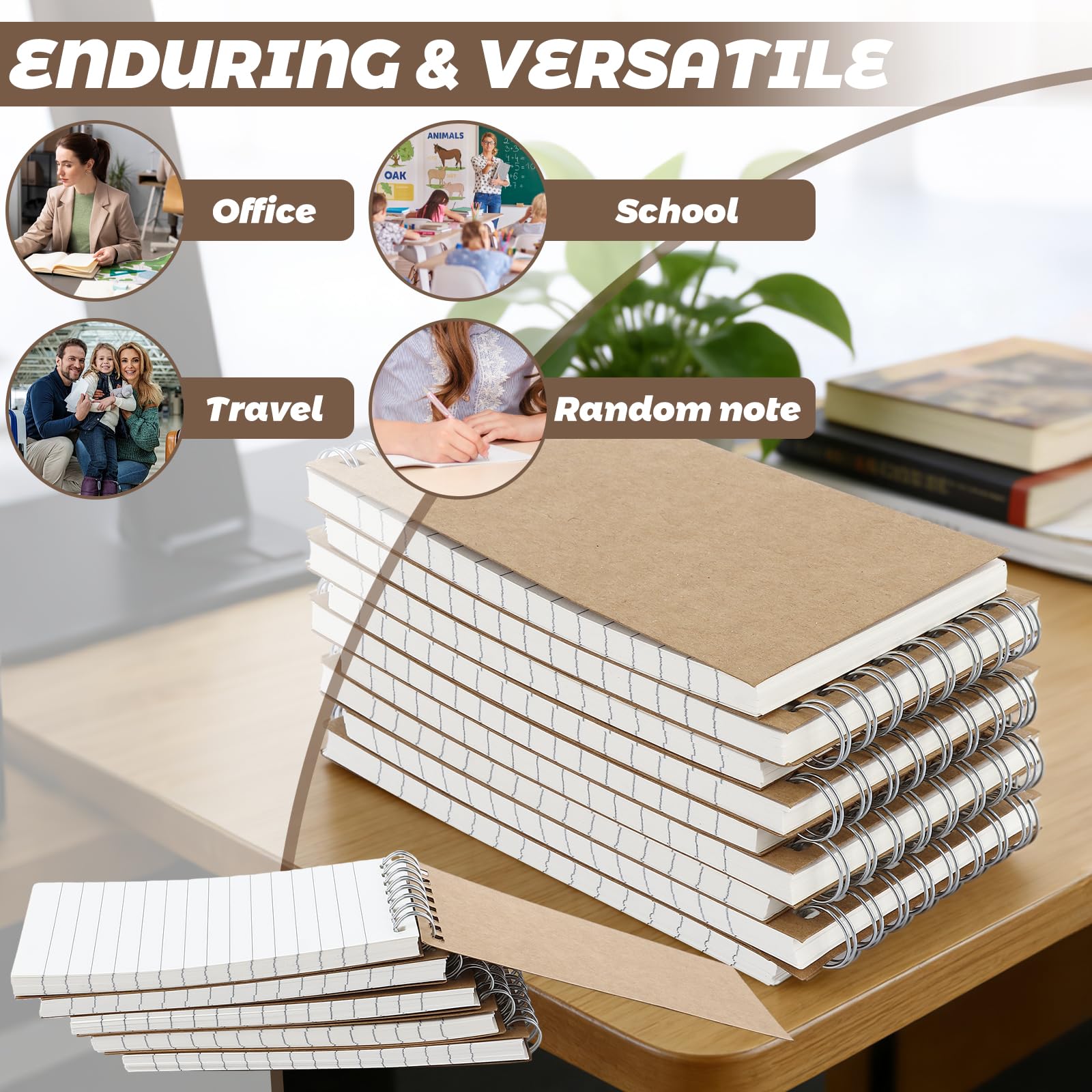 MIVIDE Confezione da 60 taccuini tascabili, 3 x 5 cm, piccoli quaderni a spirale, con 60 fogli/120 pagine a righe, mini quaderni per casa, lavoro, ufficio, viaggi