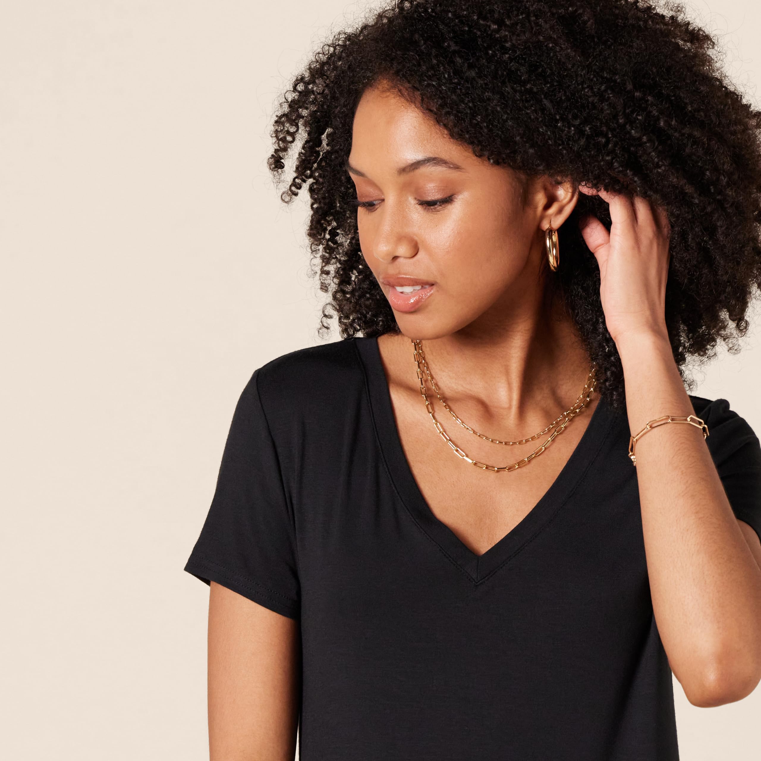 Amazon Essentials Vestido Midi de Punto de Manga Corta con Escote en Pico Mujer