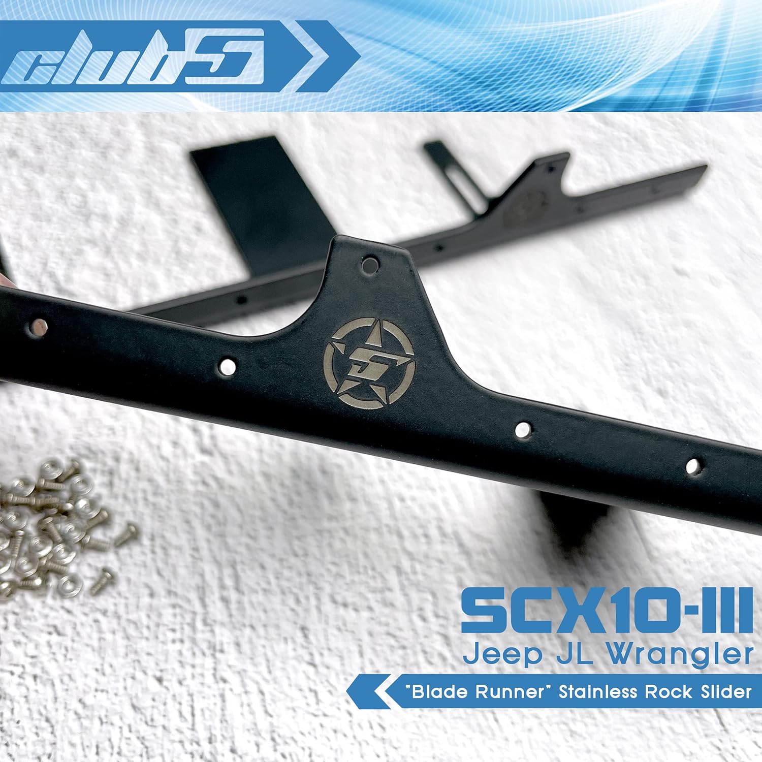 inchBlade Runner Stainless Rock Slider for Axial SCX10 III Jeep JLU Wrangler Black