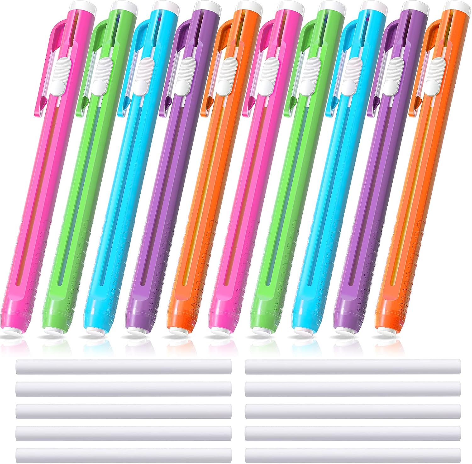 Pen Style Erasers Set, Including Retractable Eraser Push
