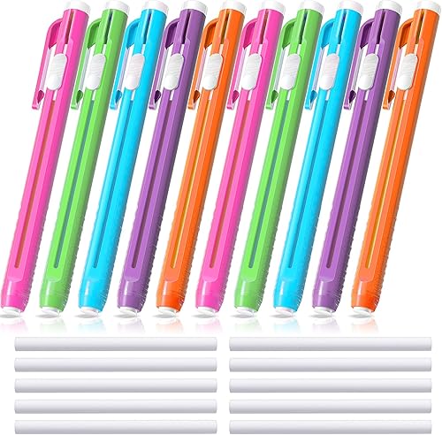 Juego de borradores estilo bolígrafo incluye borrador retráctil tipo empuje 5 colores borradores de goma portátiles y repuestos para el hogar la