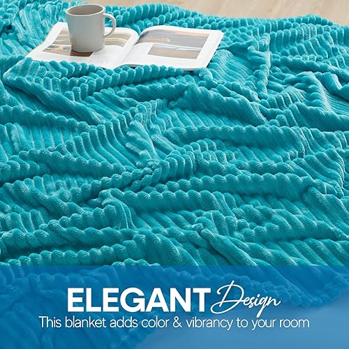 Miniatura 4 de Nestl - Manta de felpa de corte Queen, ligera, súper suave, esponjosa, de lujo, lavable a máquina, 90x90 pulgadas, color azul turquesa