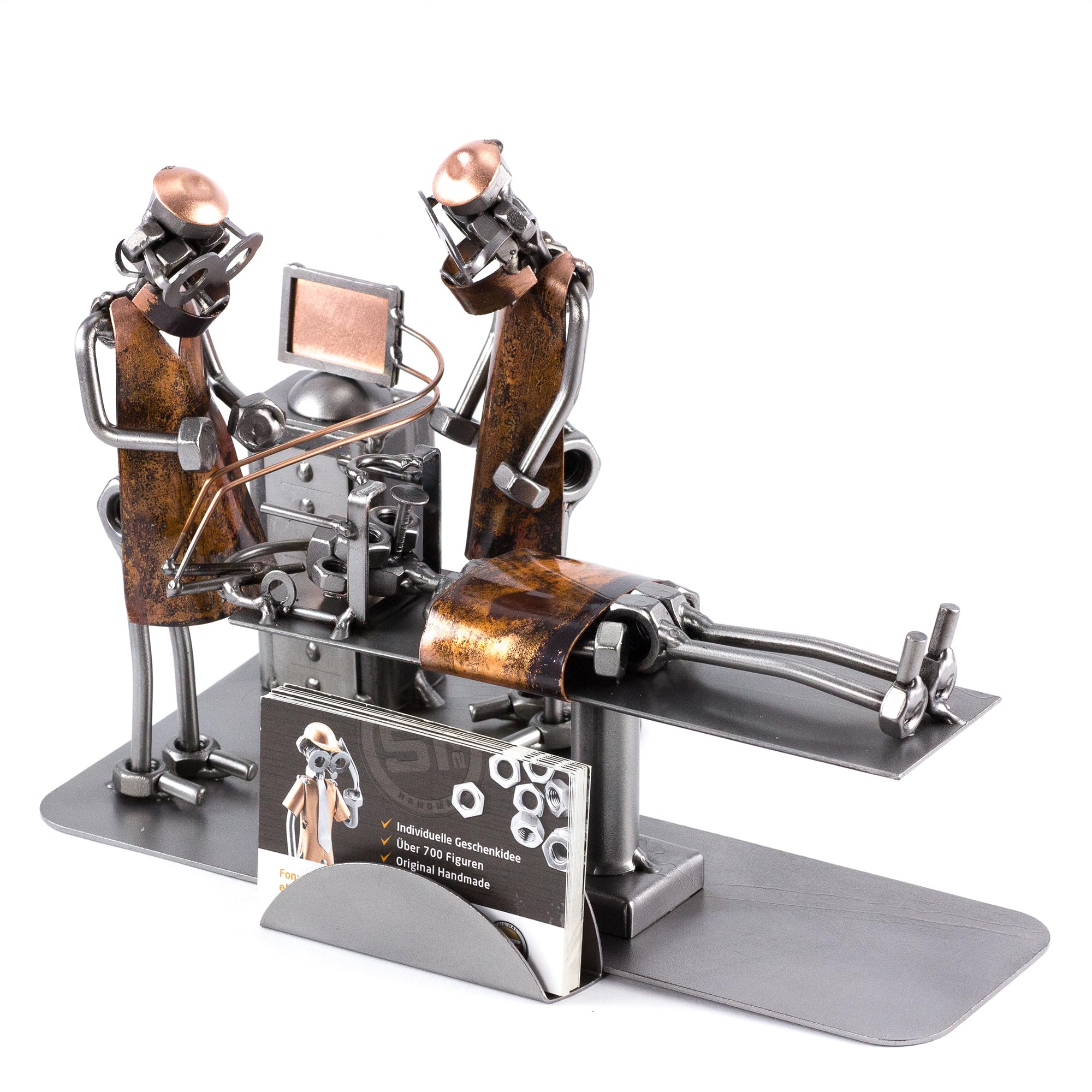 Steelman24 I Omini di Viti Neurochirurgo con Portabiglietti da Visita I Idee Regalo Originale I Soprammobili in Metallo I Modellino