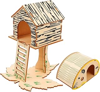 balacoo 2pcs Hamster House Wood Toys Rat cage Accessories Wooden Toys Wooden Hamster Guinea Pig Sleeping cave Rat Hideout House Hamster Hidden House Hamster Toy Pet House Climbing Frame