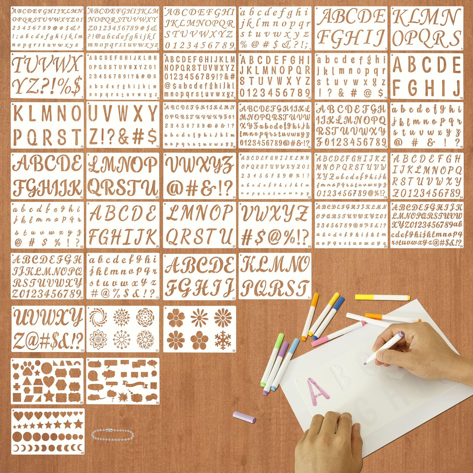 40Pcs Letter Stencils Alphabet and Number Stencil Reusable, Crafts Painting(40-Sheets)