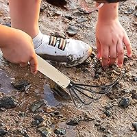 Vista 6 de DOITOOL 2 rastrillos de almejas, garras de acero de 10.2 pulgadas con red de malla, rastrillo de jardín, rastrillo de playa portátil para excavar