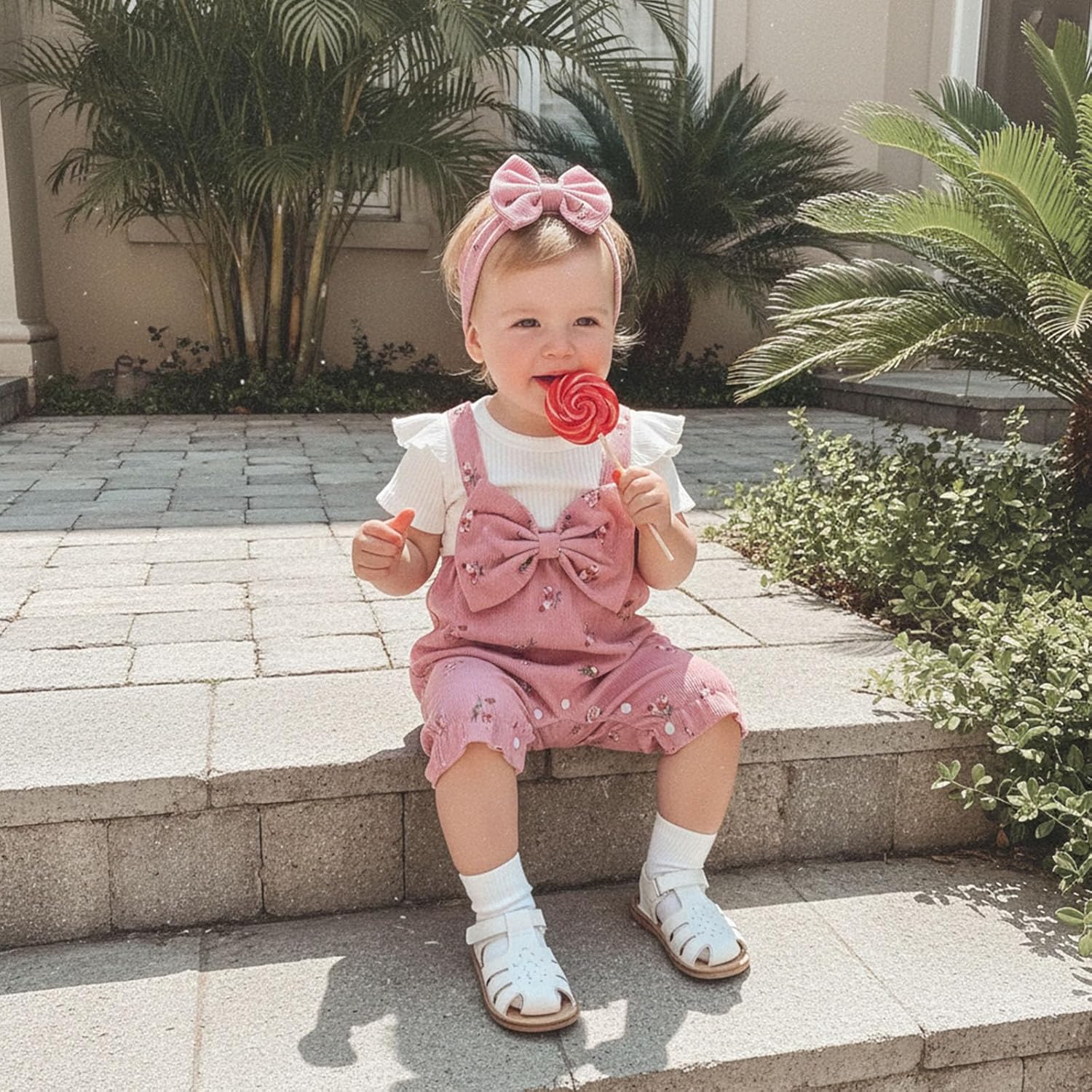 YINGISFITM Newborn Baby Girl Summer Clothes Short Sleeve Bubble Romper Bow Shorts Jumpsuit Infant Outfit 0 3 6 9 12 18 Months - Image 3