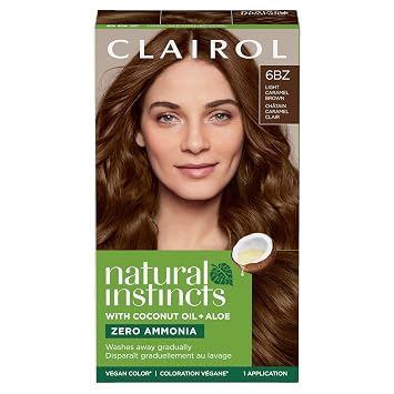Clairol Natural Instincts Demi-Permanent Hair Dye, 6BZ Light Caramel Brown | AmmoniaFree, Vegan Hair Color with Coconut Oil & Aloe Vera | Pack of 1
