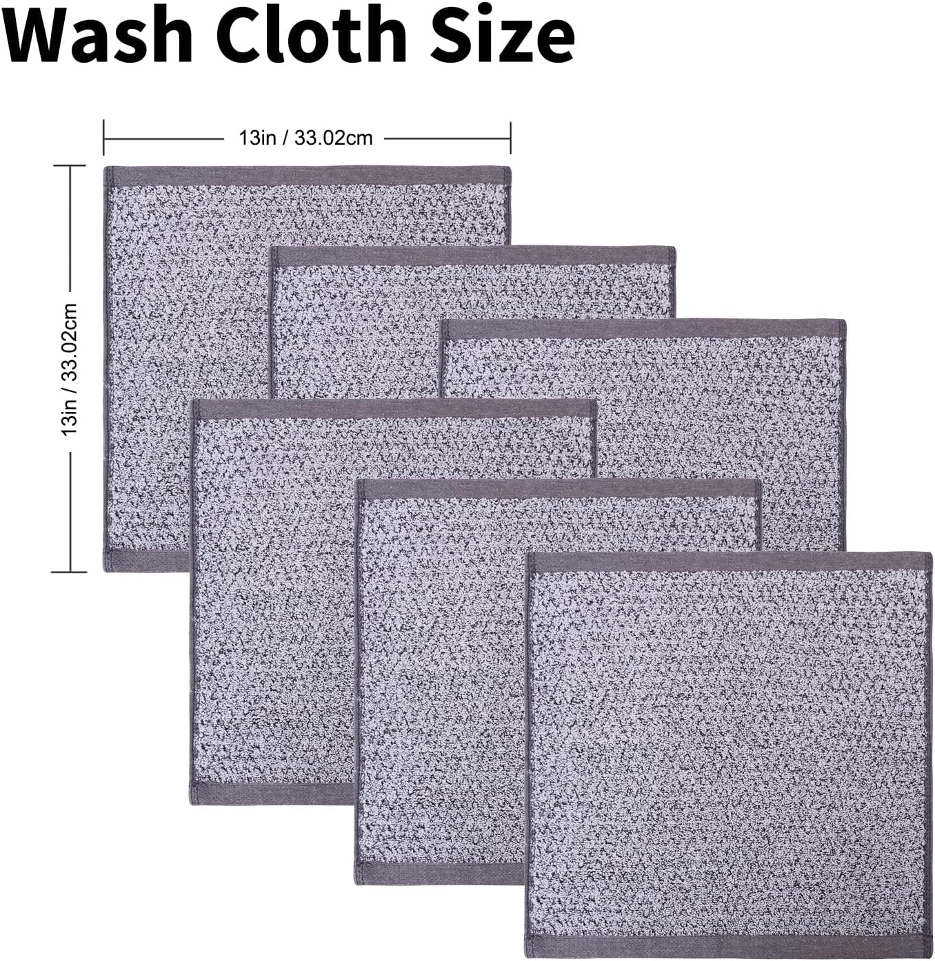 Everplush 6-Pack Premium Washcloths Set – Ultra Absorbent, Super Soft Essential Washcloths for Bathroom, Spa, Gym, and Face, Machine Washable (Grey, 13" x 13") - Image 2