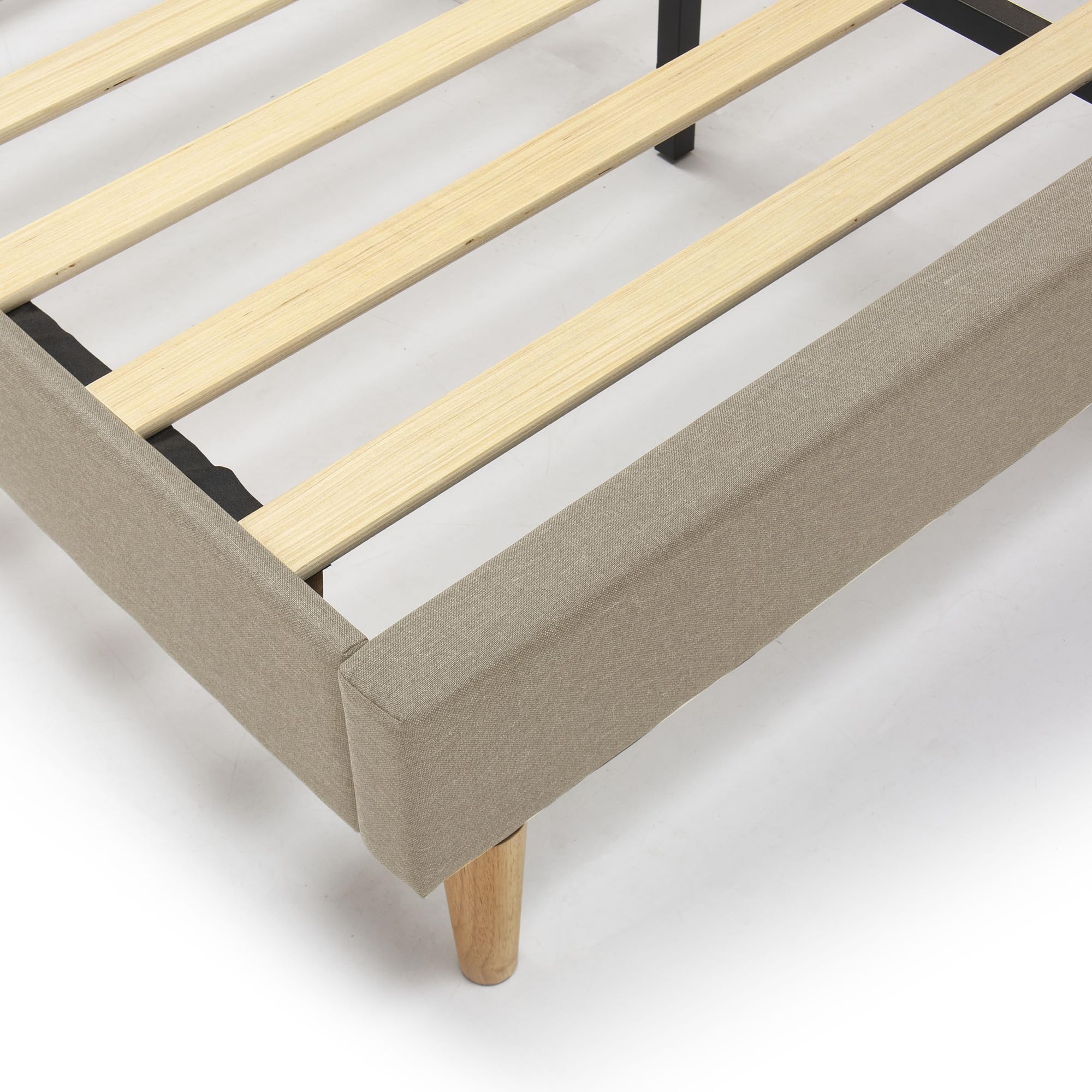 HOMN LIVING Estructura de Cama tapizada Silvi de 30 cm, Base para colchón 150x190 cm, Somier de láminas de Madera, Montaje Sencillo, Beige