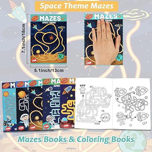 Miniatura 3 de Libros de laberinto de 168 páginas, paquete de 6  6 libros de actividades de nivel principiante  tema del espacio exterior increíbles laberintos
