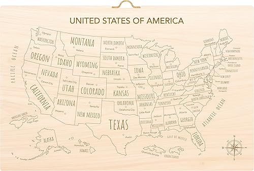 ArtMinder Mapa de los Estados Unidos - Mapa de Estados Unidos grabado con láser para viajar, alternativa a la lista de verificación de mapa de disponible en Yaxa Colombia