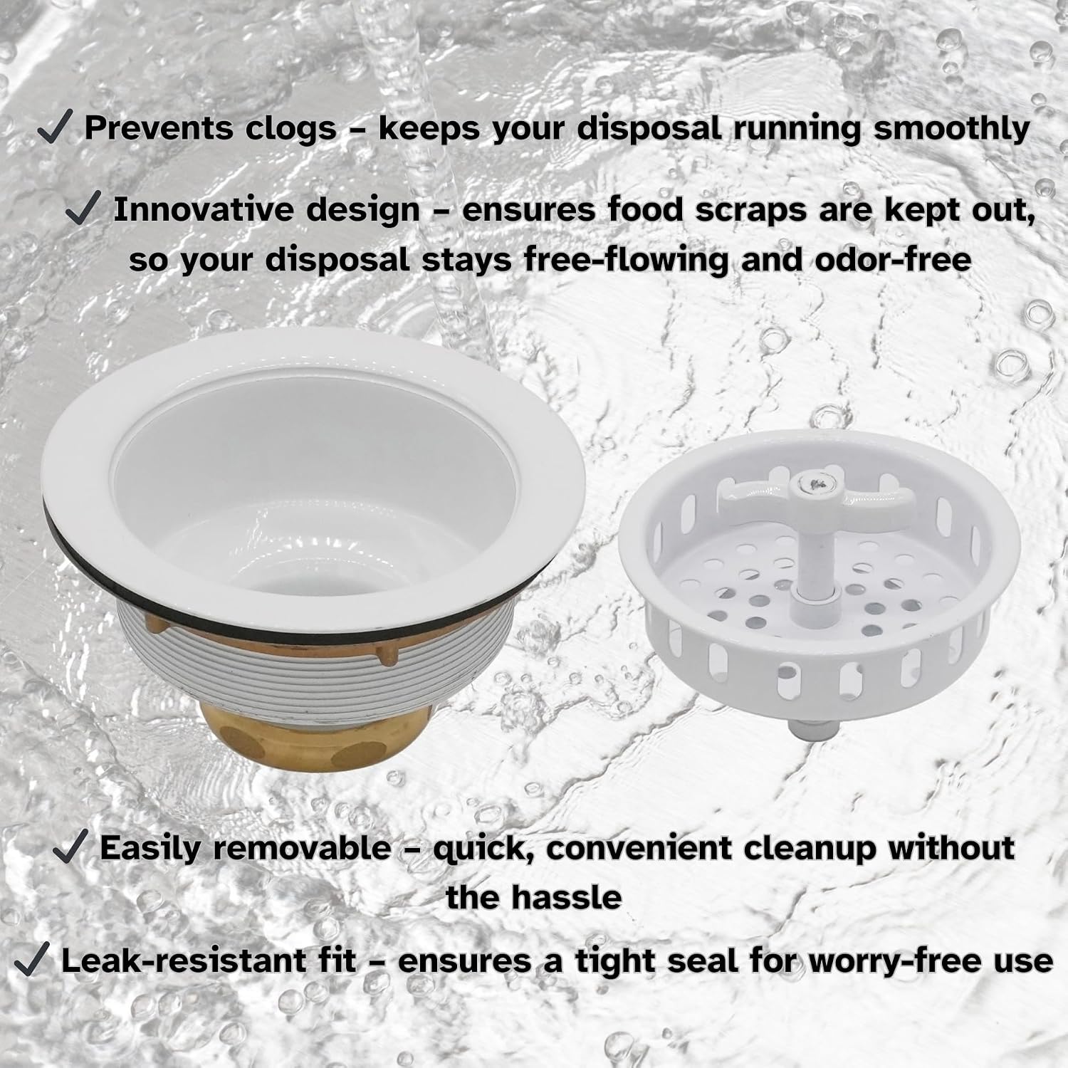 Westbrass R213-50 Wing Nut Style Large Kitchen Basket Strainer, Powder Coat White