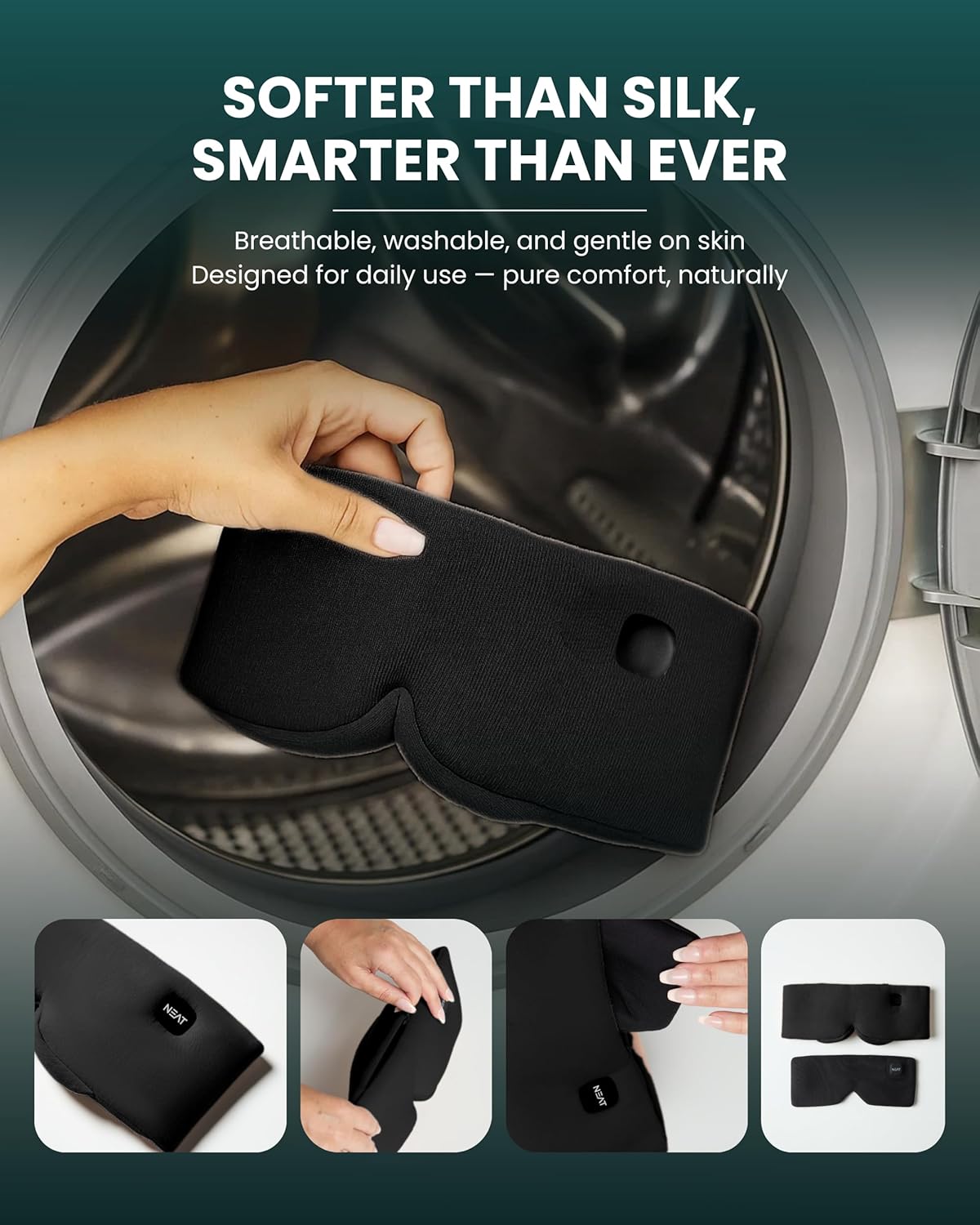 Heated Eye Mask - Cordless Eye Mask for Dry & Tired Eyes - 4 Adjustable Temperature Settings - Rechargeable and Light Blocking, Washable Cover for Cleaning (Black Night) - Image 4