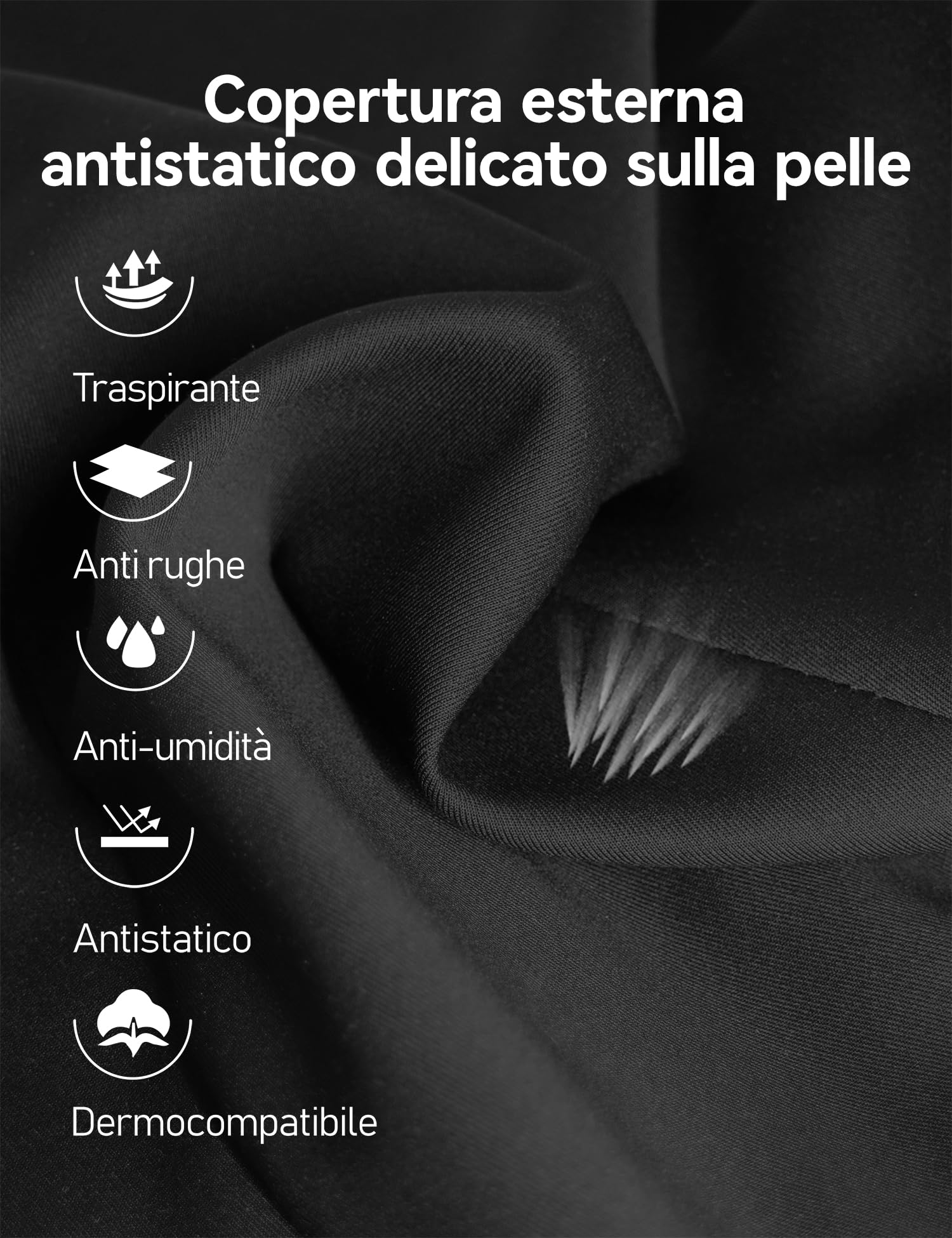 Travel Ease Cuscino Lombare Ergonomico, Supporto per la Schiena in Schiuma di Memoria per Seggiolino Auto Sedia da Ufficio, Schienale con Rivestimento Antistatico e Doppie Cinghie Regolabili, Nero