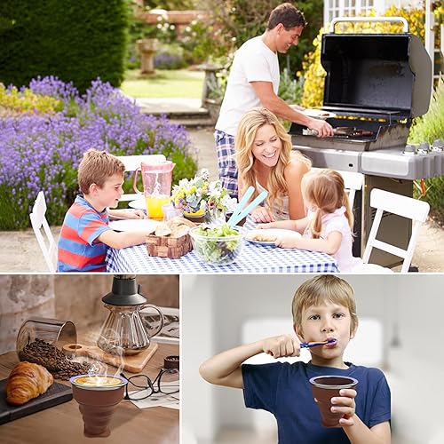 Miniatura 63 de Taza plegable de silicona plegable – Taza plegable expandible – Tazas portátiles reutilizables para viajes, camping, senderismo, supervivencia