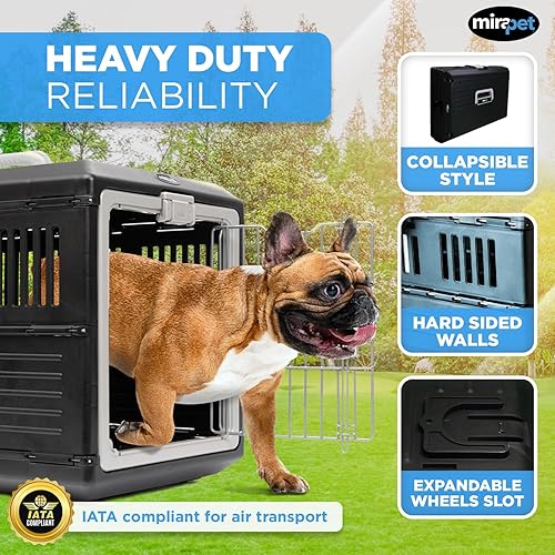 Miniatura 11 de Transportador de mascotas y jaula de 26 pulgadas de EE. UU., diseño plegable de alta calidad para gatos y perros medianos, perrera portátil para uso