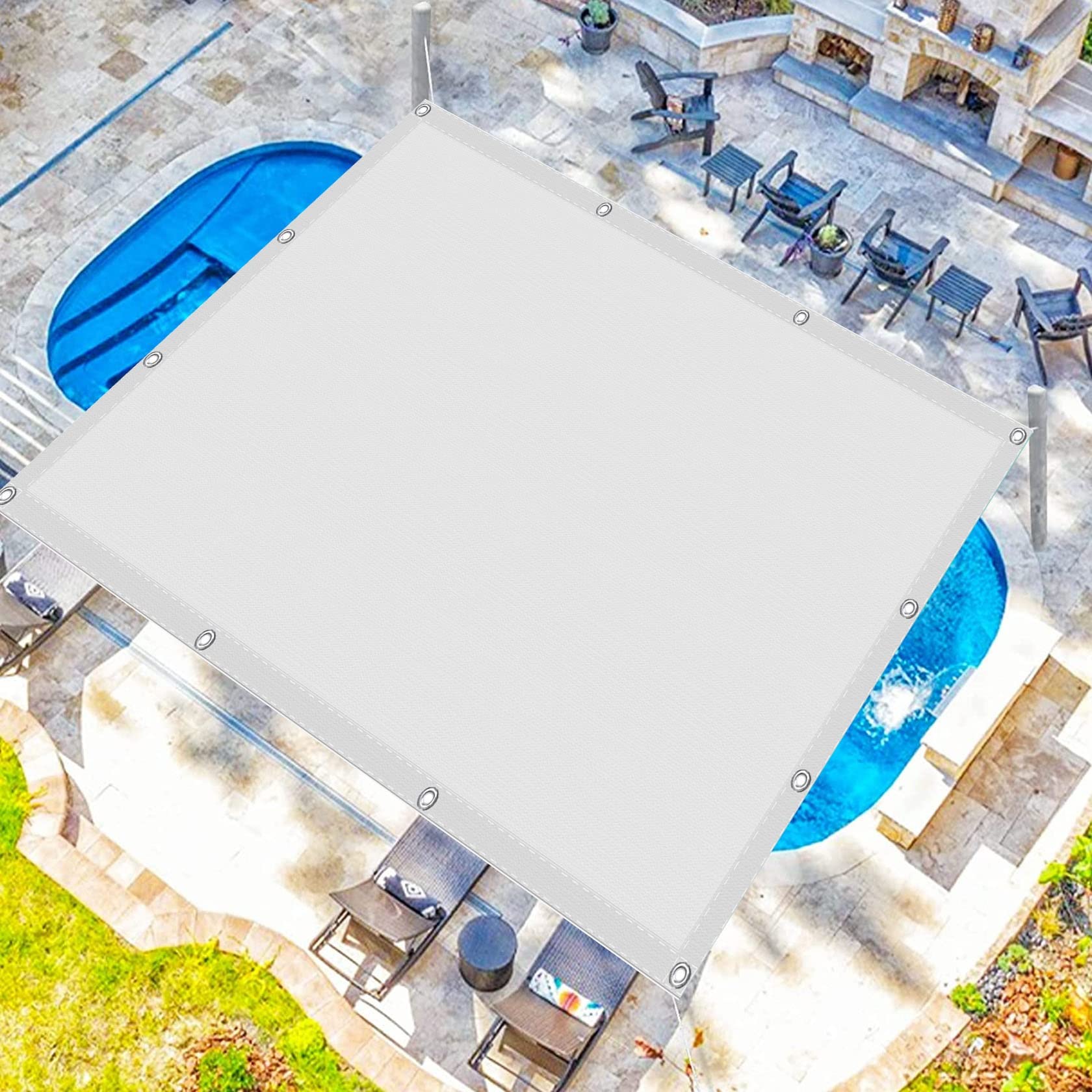 Voile d'ombrage 2.5x3m imperméable blanc avec cordes de fixation pour terrasse