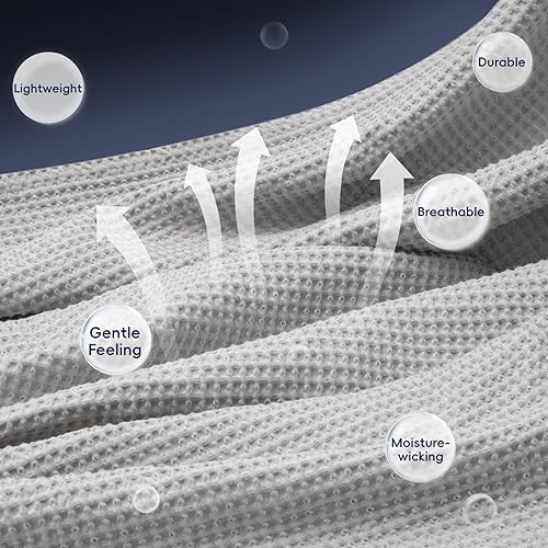 Miniatura 4 de PHF - Manta 100 algodón tejido gofre tamaño King 108 x 90 pulgadas manta suave y transpirable prelavada para todas las estaciones capa perfecta para