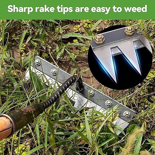 Miniatura 5 de Gardenia Rastrillo de hierro 2.0, rastrillo de hierro para jardinería y malezas, herramienta de extracción de malezas manual de jardín resistente