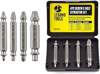 Segomo Tools 4 Piece Screw Extractor Set - HSS 4341 Stripped Screw Remover - Damaged Bolt Screw Extractor - Screw Remover and Extractor - Broken Screw Extractor - EOUT4HSS