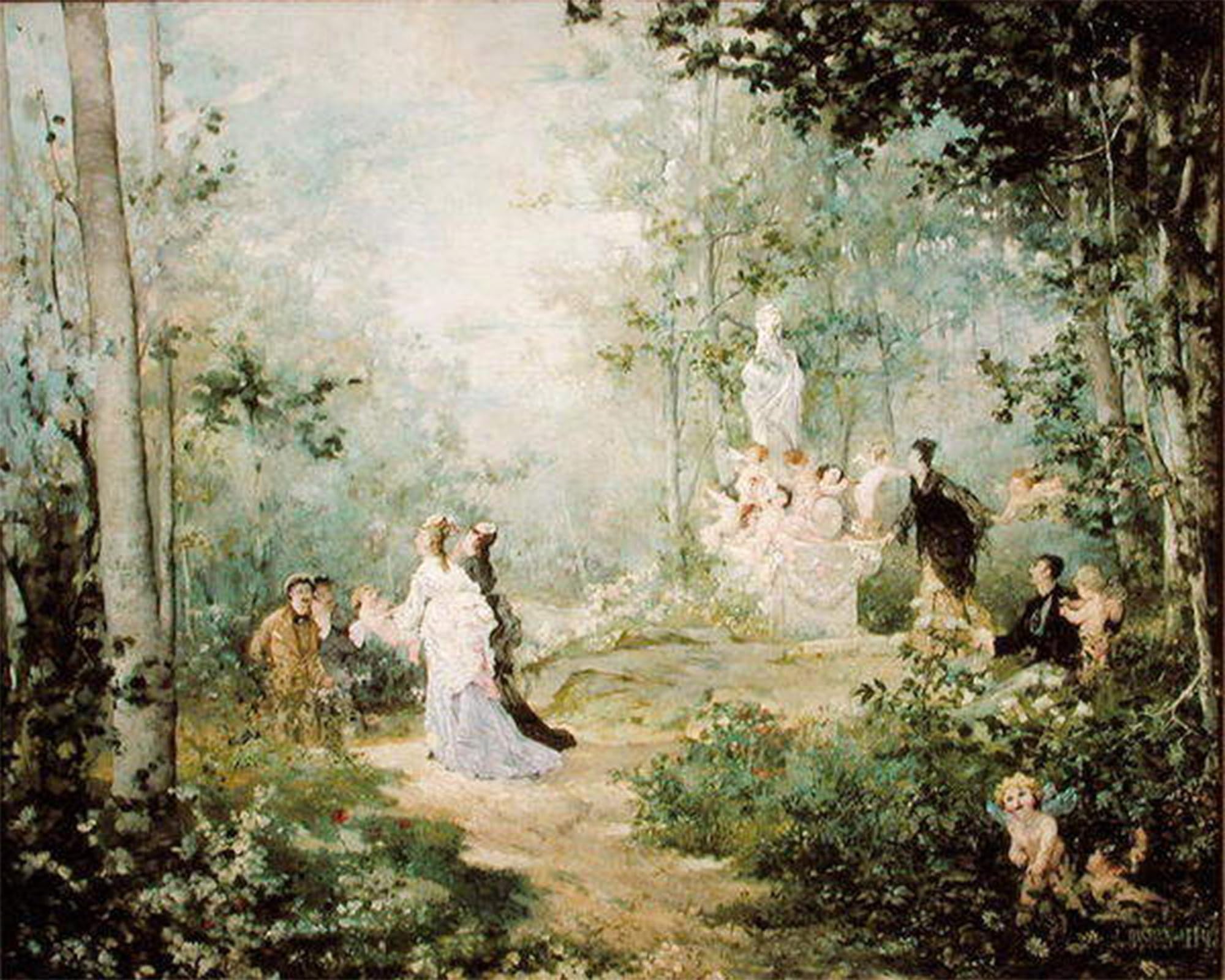 ARTXLXXBN Famous Painting Canvas Artwork Graffiti Print Scene Champetre by Jules Bastien Lepage Portrait Canvas Image for Home Decor 60x90cm