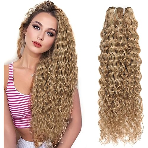 Brazilian P27/613 Water Wave Blonde Human Hair Extensions Unprocessed Human Hair Bundles Weft 1PC 100g Piano Color (20")