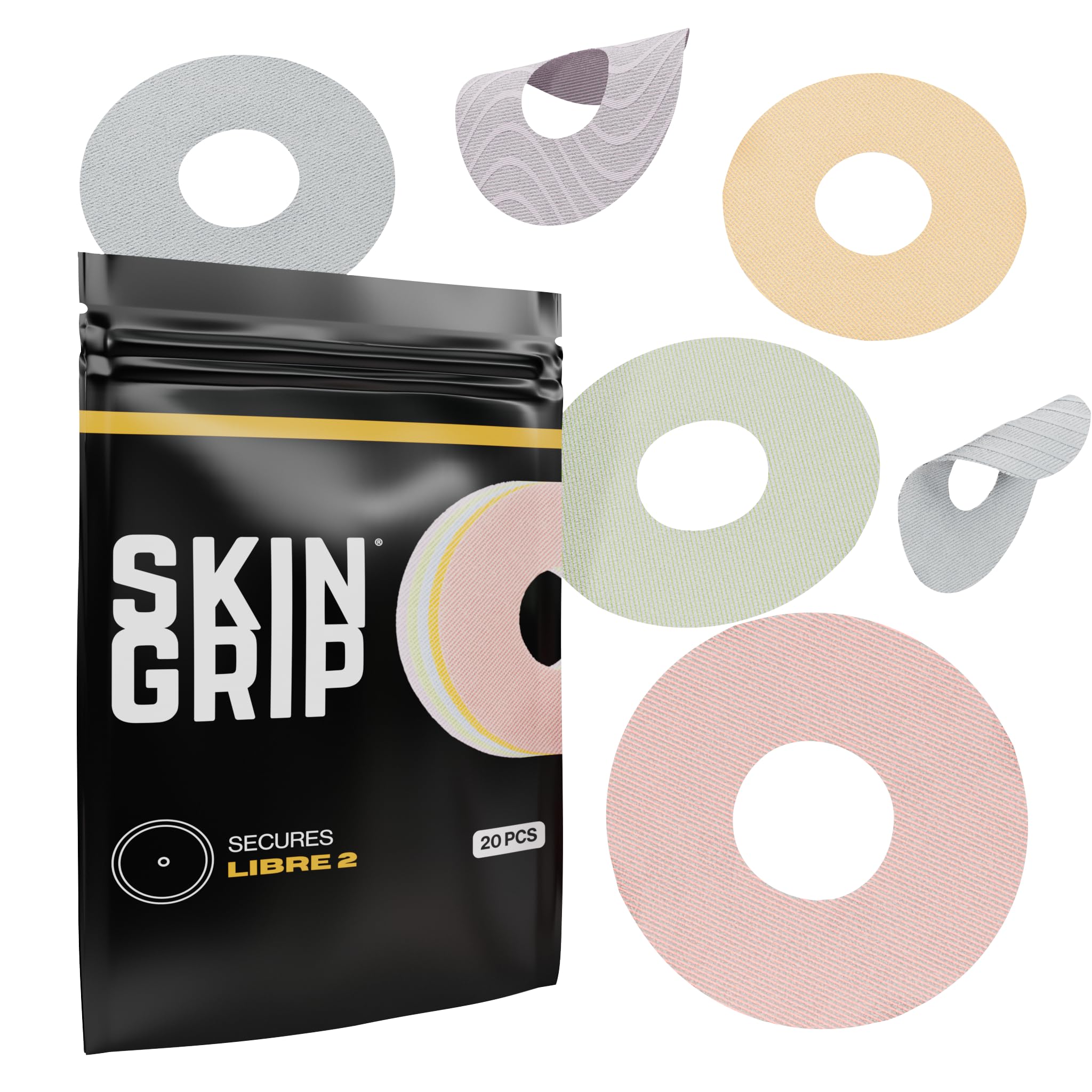 Skin Grip Freestyle Libre 2 & Lingo Sensors Cover – Compatible with Infusion Sets, Waterproof Adhesive Tape, Covers w/Cutout (Not for Libre3), Lasts 10-15 Days, CGM Sensor Patches (Pastel Pack)