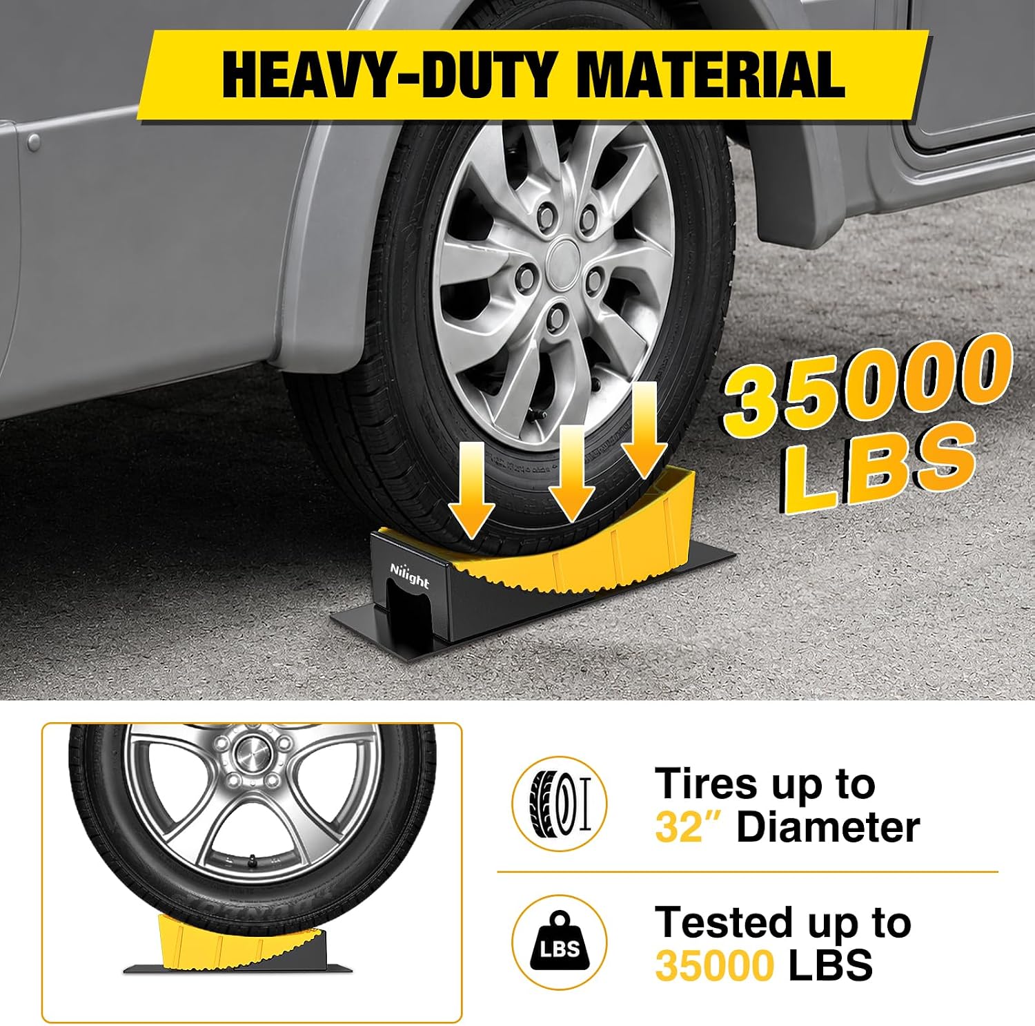 Nilight RV Levelers 2 Pack, Curved Camper Leveler with Chocks, Up to 35,000lbs | 1/2"–4" Leveling, Campers / Trailers / Motorhomes, Portable, Helping make RV leveling faster and easier