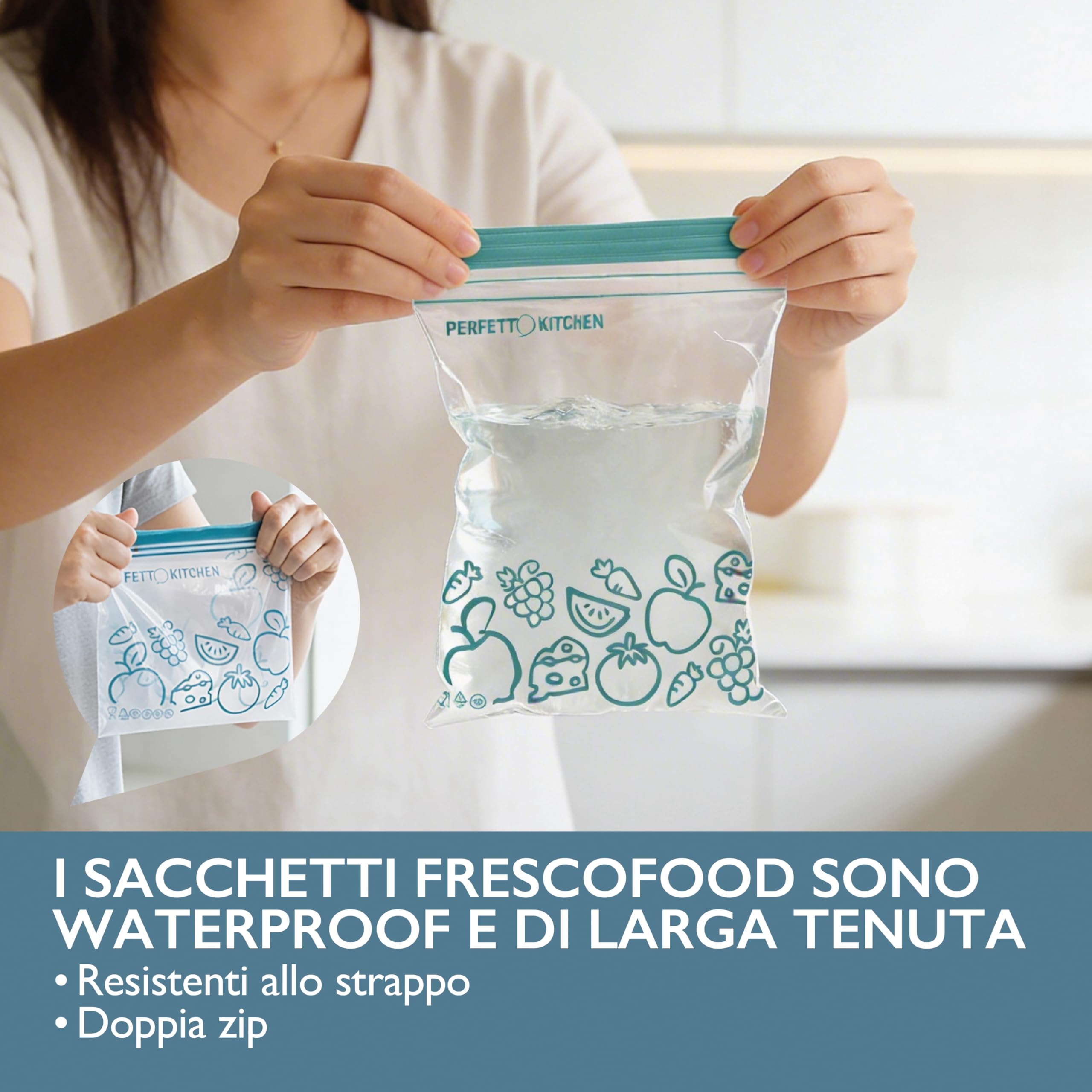 Perfetto Kitchen Frescofood 25 Sacchetti Richiudibili per Alimenti XS 17x15 cm, 1 confezione