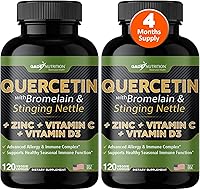 Vista 11 de Quercetina con vitamina C y zinc - Quercetina de ortiga - Quercetina 500 mg - Quercetina con bromelina - Quercetina de zinc + vitamina D3 - 120