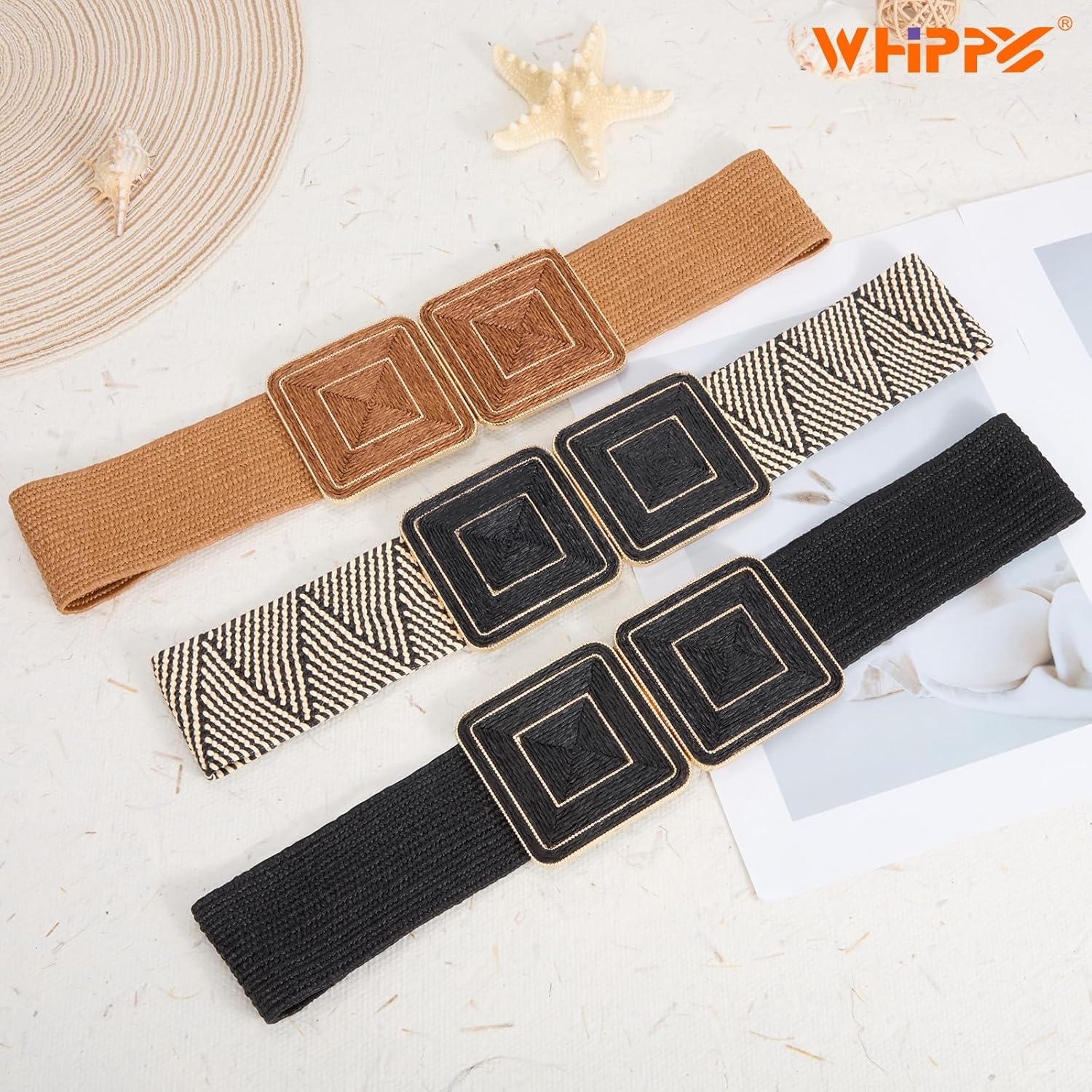 WHIPPY Straw Woven Elastic Belt for Women Fashion Boho Raffia Ladies Belt Braided Wide Stretch Waistband for Dress - Image 7