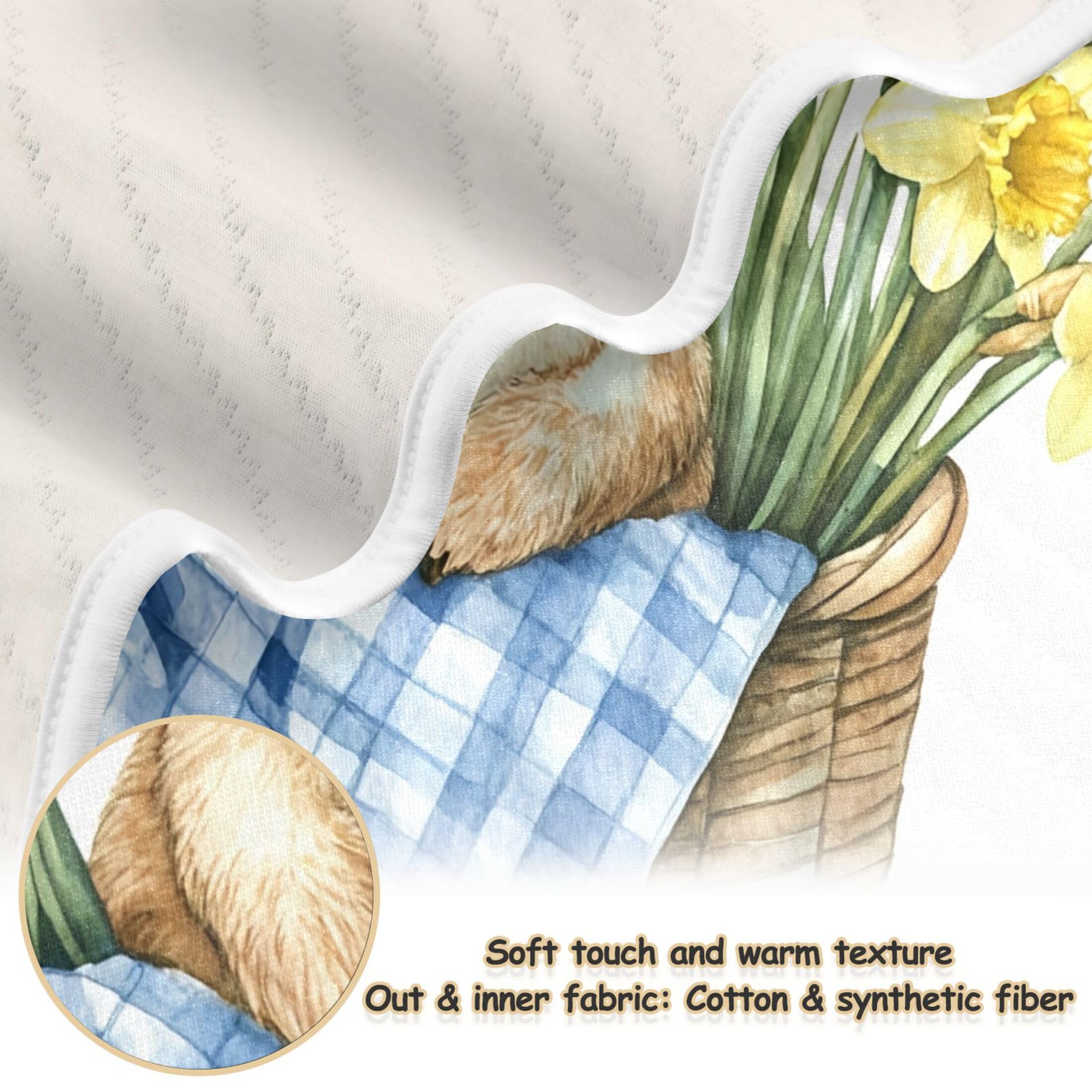 Burbuja Bunny Flower Baby Blanket for Boys Girls, Nursery Soft Warm Swaddling Receiving Baby Blankets, 30x40 in Toddler Blanket