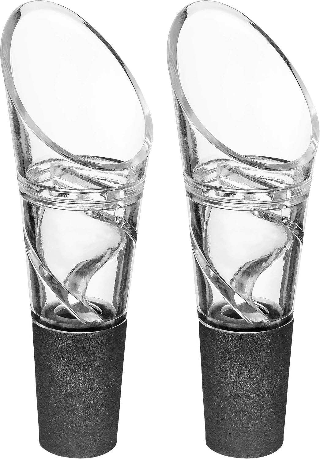 Wine Aerator Pourer Spout Set of 2 – Universal Fit Glass Wine Oxygenator for Red Wine, Elegant Design