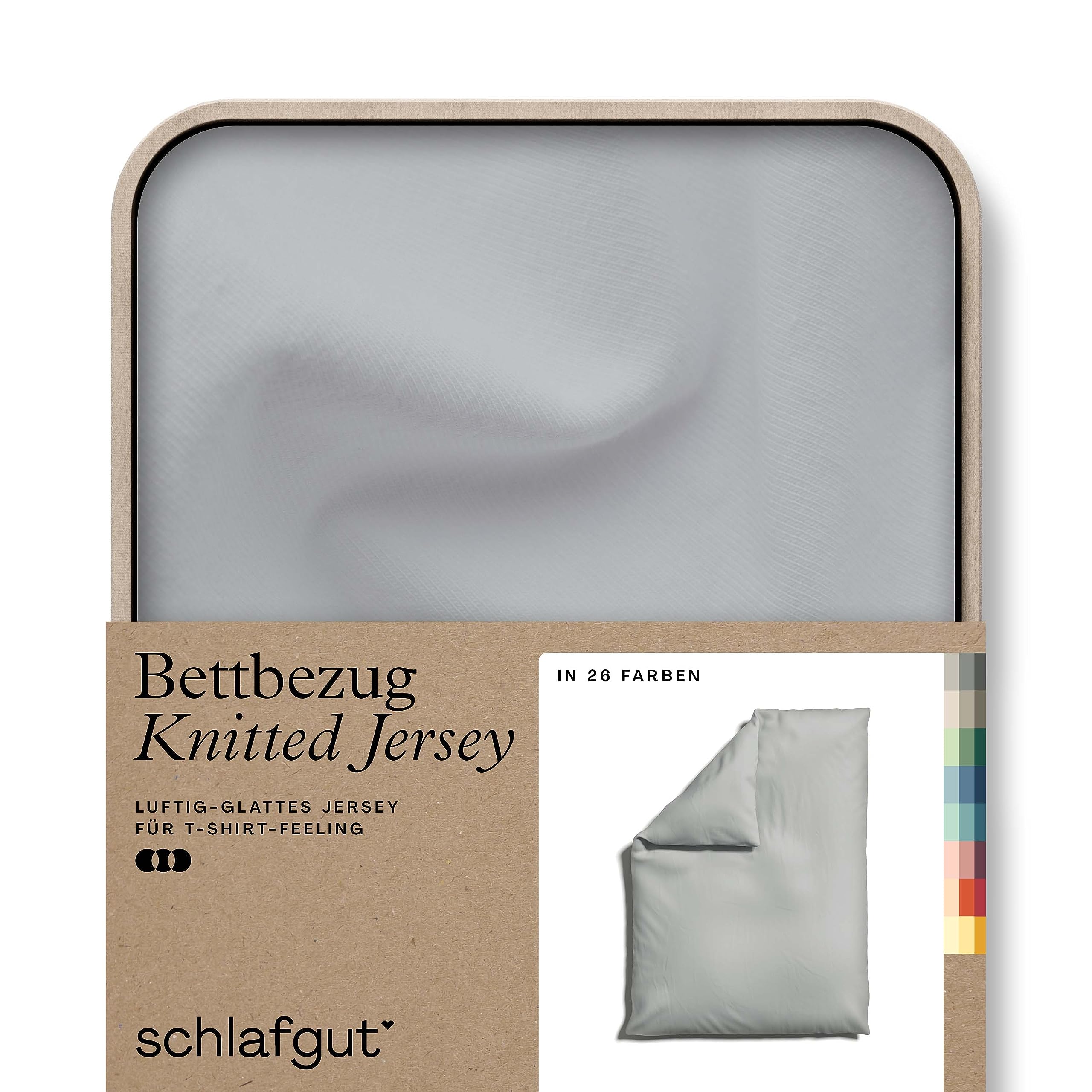 schlafgut Knitted Jersey Bettwäsche 135x200 cm Bio-Baumwolle, Grey Light | Bettbezug, Deckenbezug, Grau, Jersey, mit Elasthan, faltenfrei, bügelfrei, OEKO-TEX