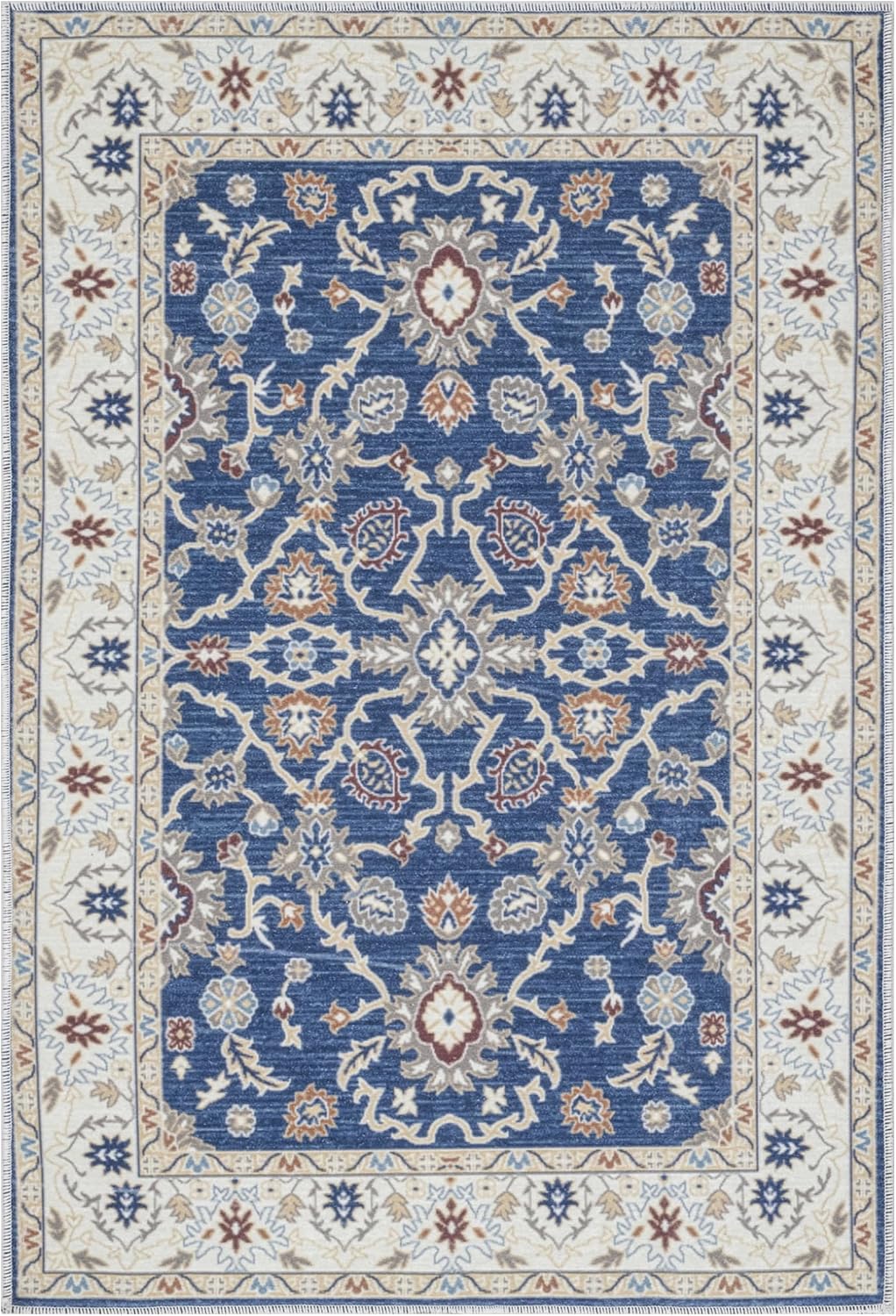 Super Area Rugs - 3X5 Machine Washable Rug Traditional Vintage Small Rug for Entryway - Navy, 3' x 5'