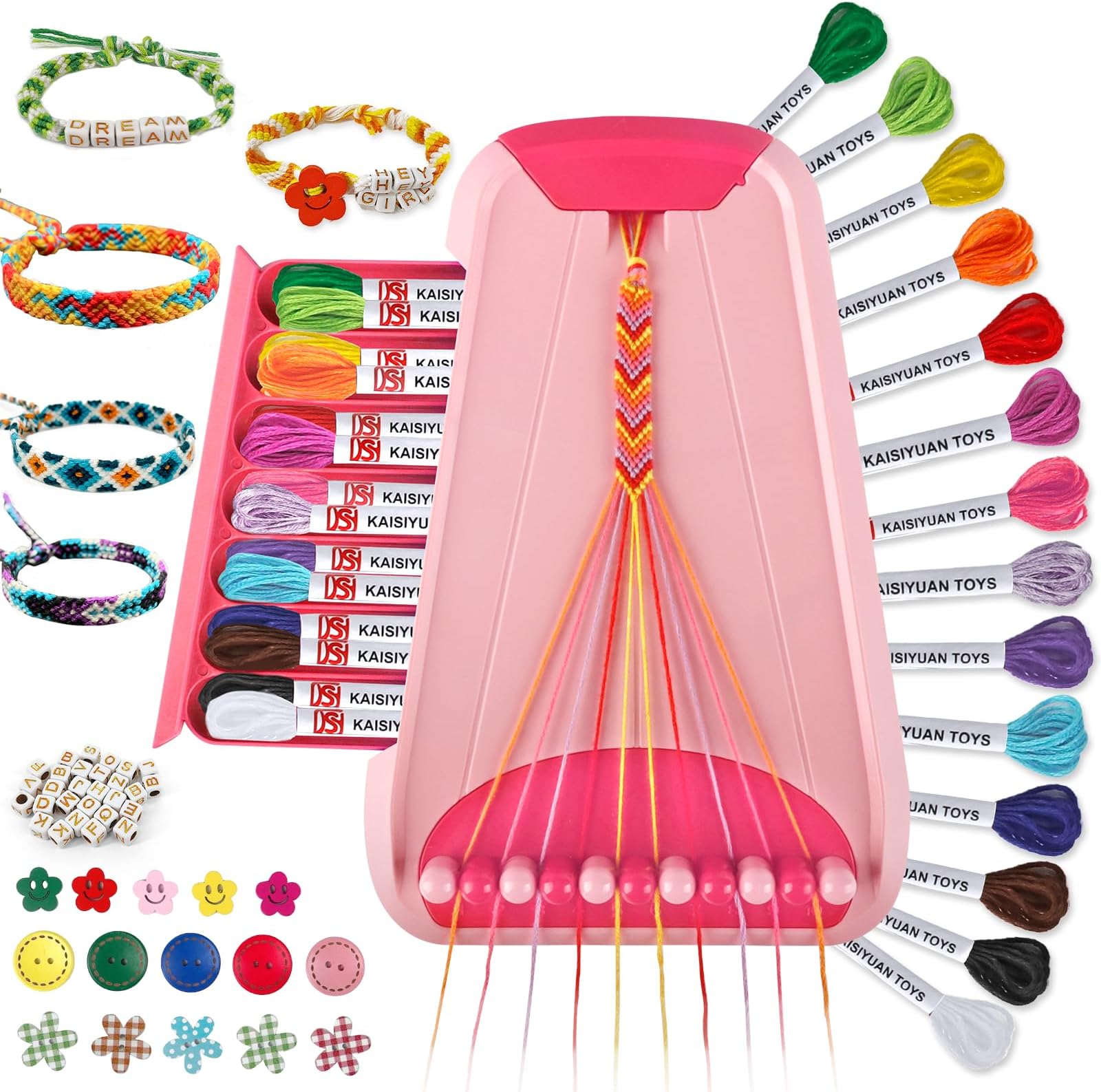 Friendship Bracelet Making Kit for Girls Ages 8-12, Kids Jewelry Making Kit with 28 Pre-Cut Threads and Letter Beads, Arts and Crafts for Kids, Birthday Easter Gifts for 6 7 8 9 10 11 12 Year Old