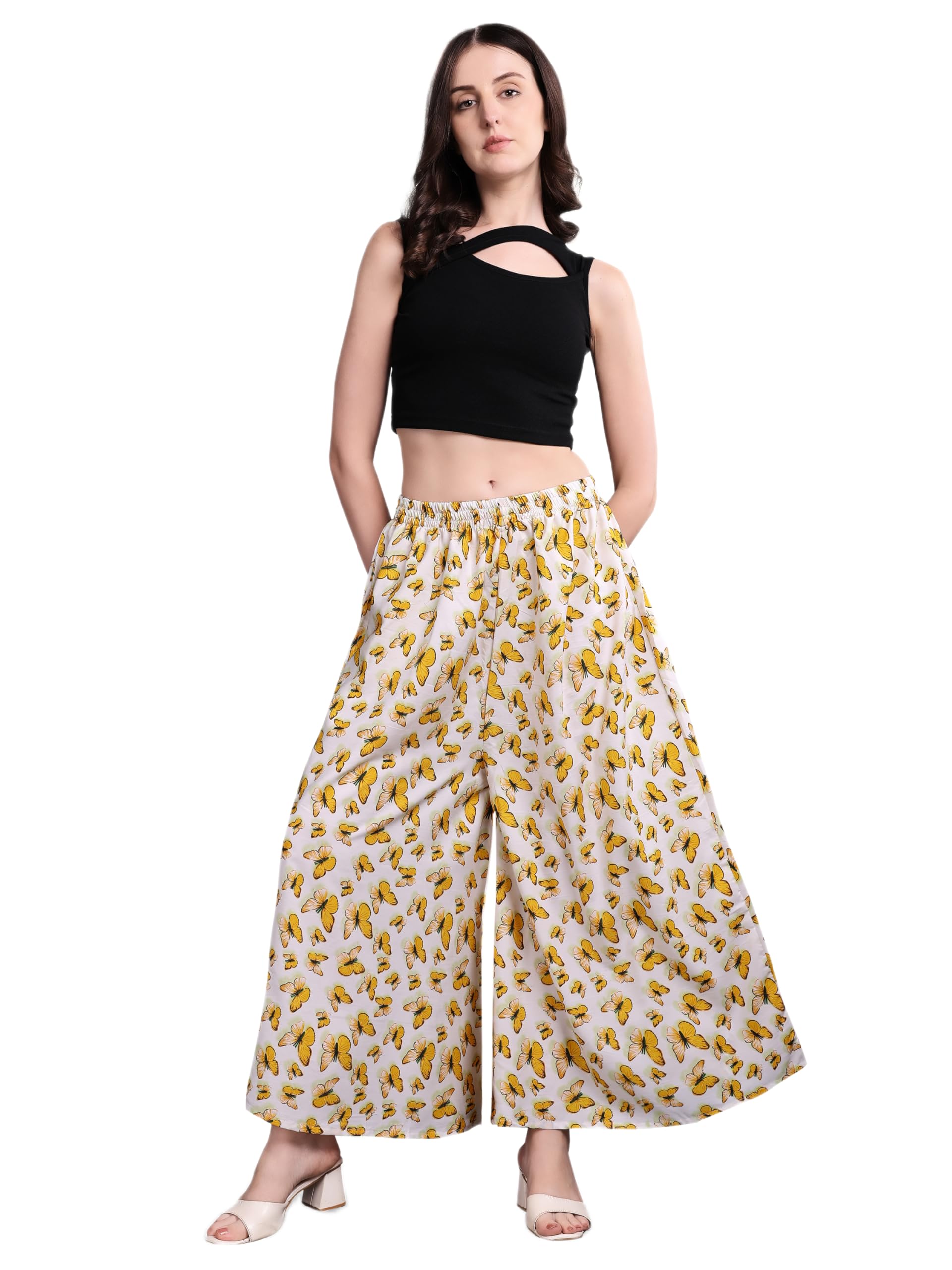 Printed Palazzo Pant, Wide Leg Flared, Viscose Rayon, Elasticated High Waist-picture-17
