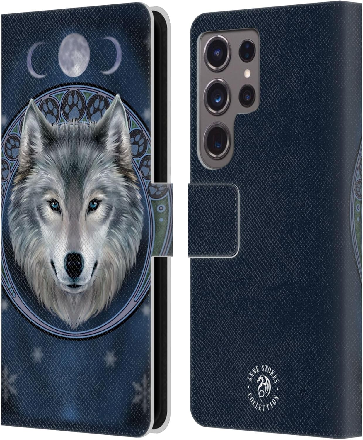 Head Case Designs Officially Licensed Anne Stokes Winter Guardians Wolves Leather Wallet Case Compatible with Samsung Galaxy S24 Ultra 5G